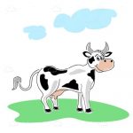 Happy Cow in Cartoon Style
